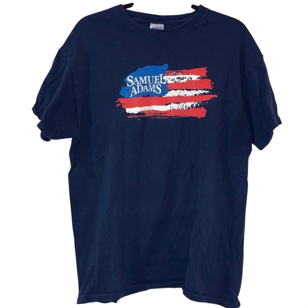 Samuel Adams Patriotic Logo Graphic T-Shirt Large Navy Brewery Tee